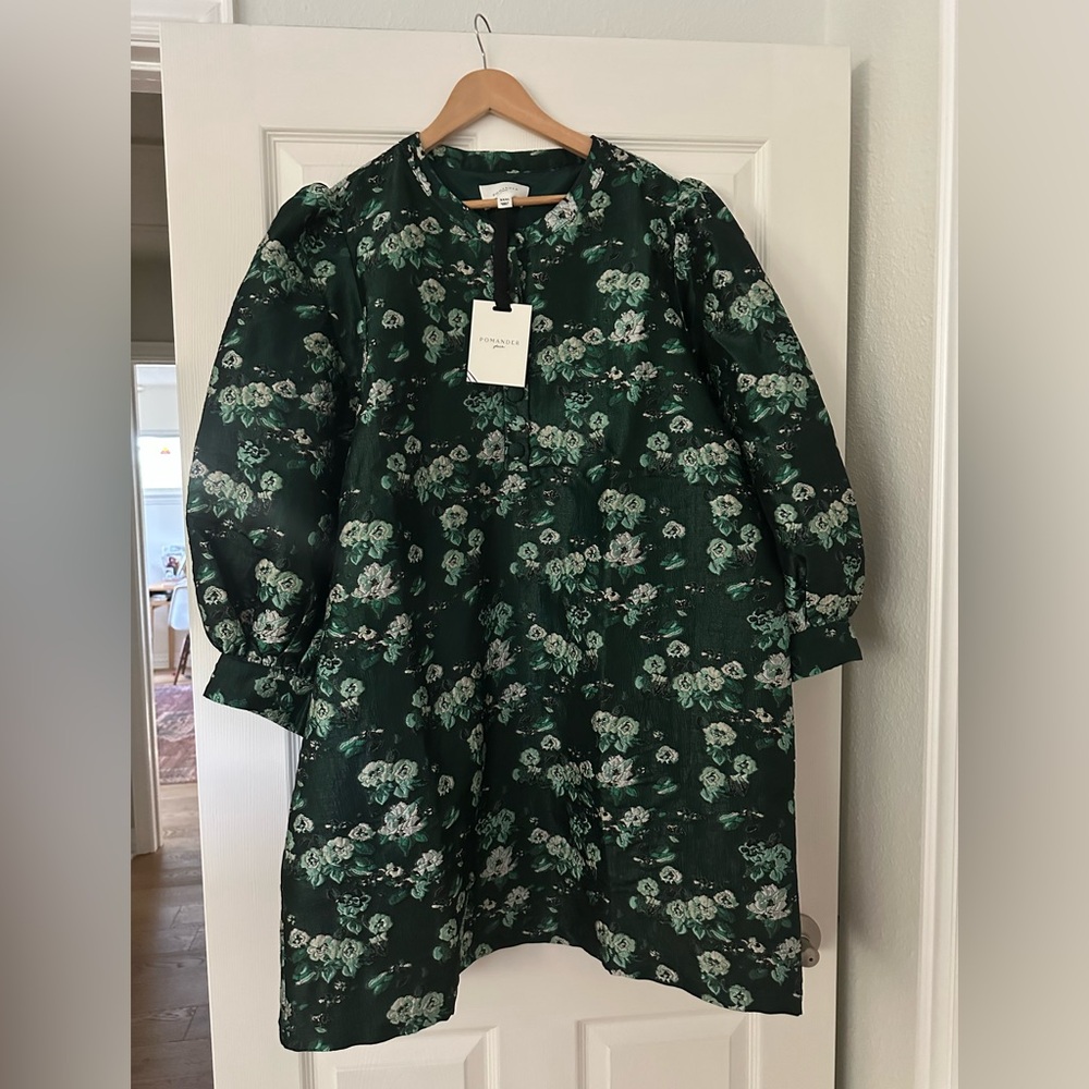 Pomander Place Emerald Magnolia Jacquard Samantha Dress